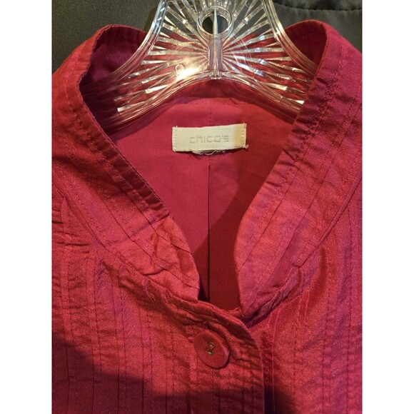 Chicos Pink Lined Detailed Jacket Blazer Buttons & Mandarin Collar, 3.5 / L - Picture 8 of 10